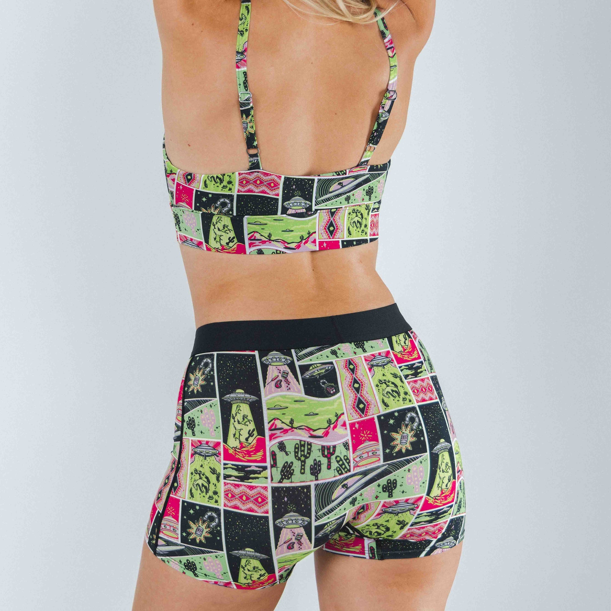 Shinesty The Area 51 retro alien women's boxers – funny retro alien novelty underwear