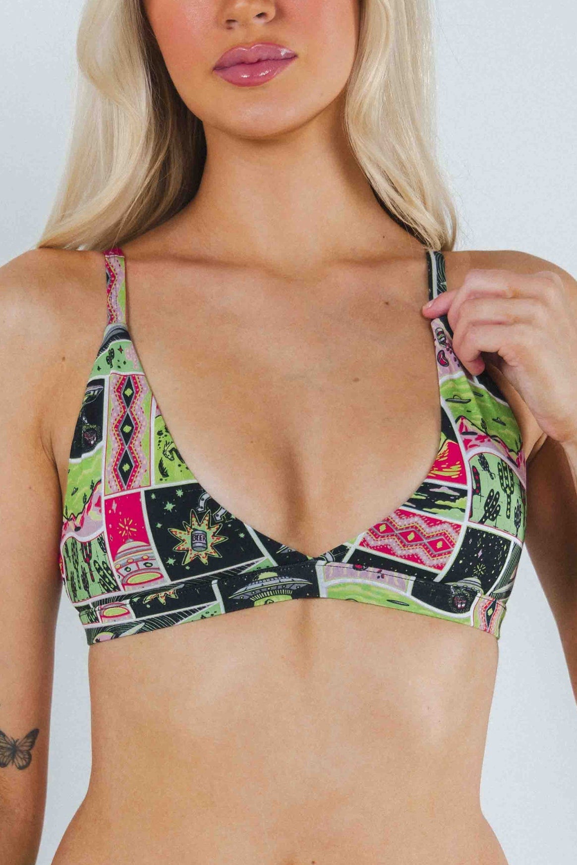 Shinesty The Area 51 retro alien Boob Hammock triangle bralette – funny novelty bralette