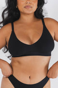 Shinesty The Threat Level Midnight solid black Boob Hammock plunge bralette – everyday bralette