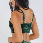 Shinesty The Extravagance dark green velvet Boob Hammock triangle bralette – luxe novelty