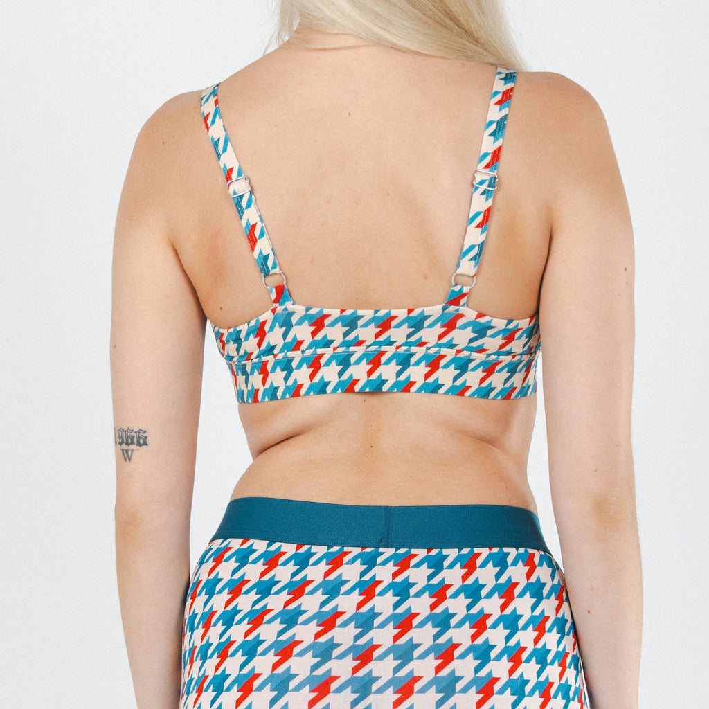 Shinesty The Swanky retro houndstooth Boob Hammock plunge bralette – bold patterned