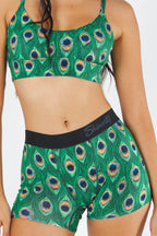 Shinesty The Fancy Feather peacock women's boxers – bold jewel tone novelty lounge