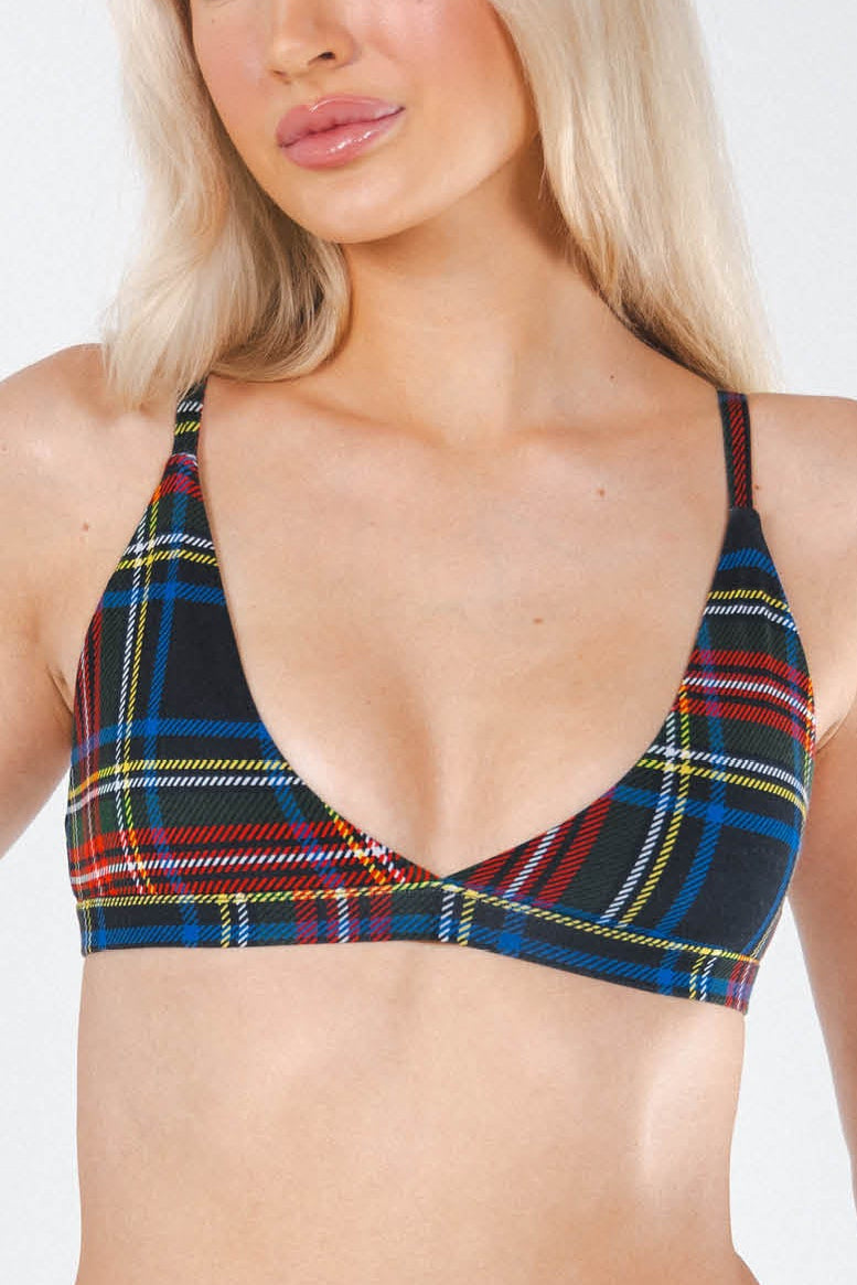Shinesty The Cappuccino holiday tartan plaid Boob Hammock triangle bralette – festive novelty