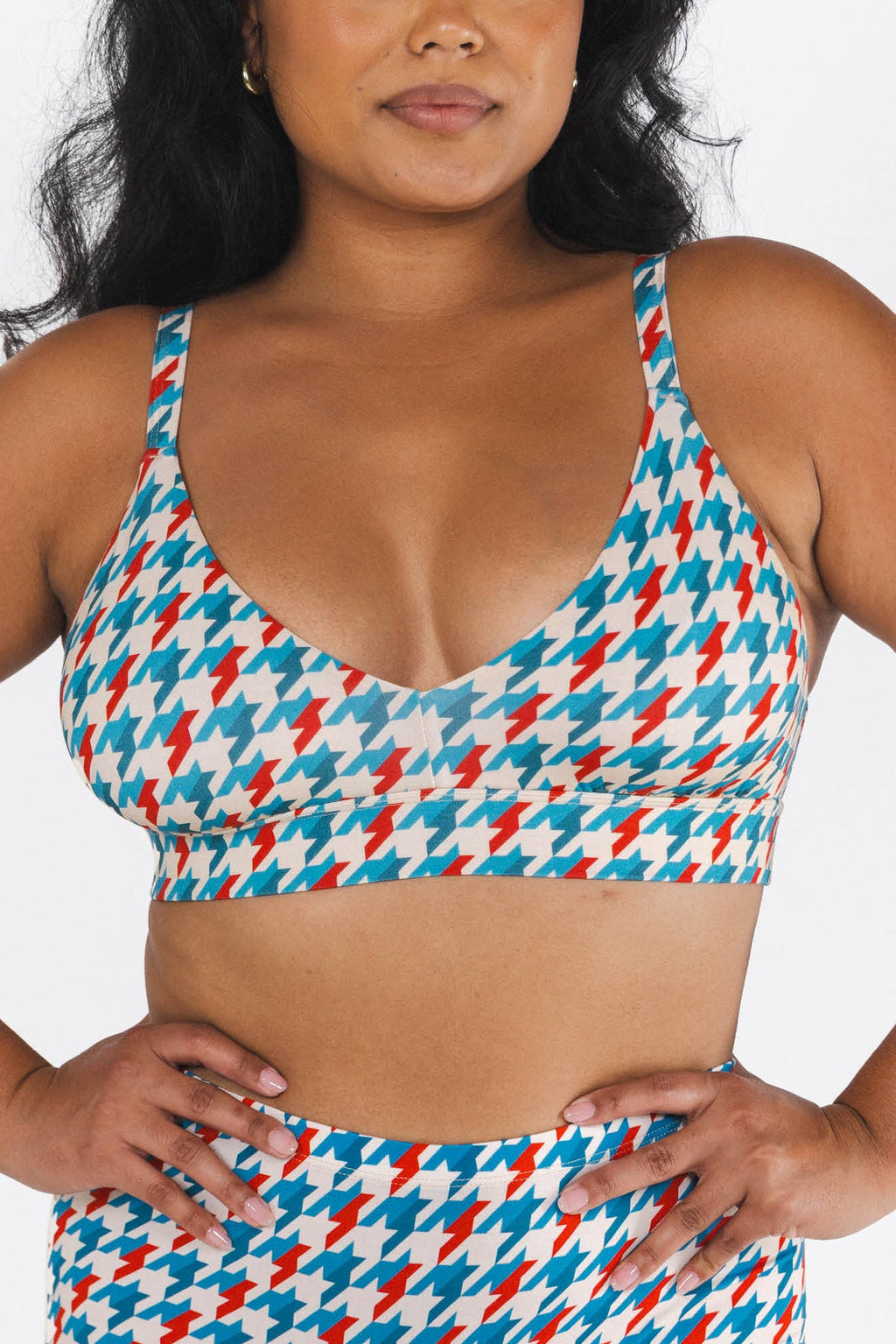 Shinesty The Swanky retro houndstooth Boob Hammock plunge bralette – bold patterned