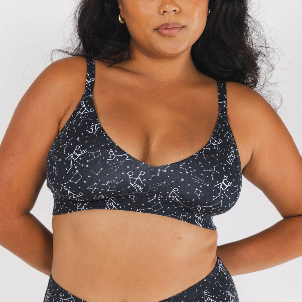 Shinesty The Big Bang glow-in-the-dark constellation Boob Hammock plunge bralette – novelty