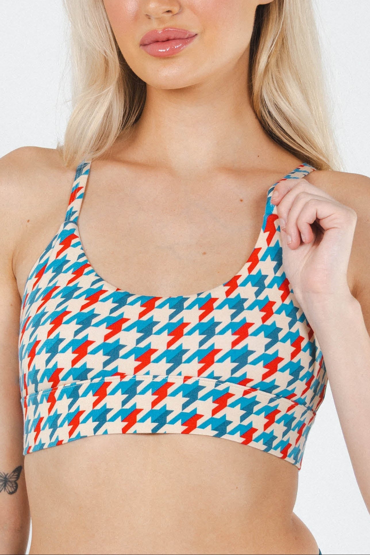 Shinesty The Swanky retro houndstooth Boob Hammock scoop bralette – bold patterned