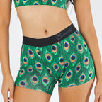 Shinesty The Fancy Feather peacock women's boxers – bold jewel tone novelty lounge