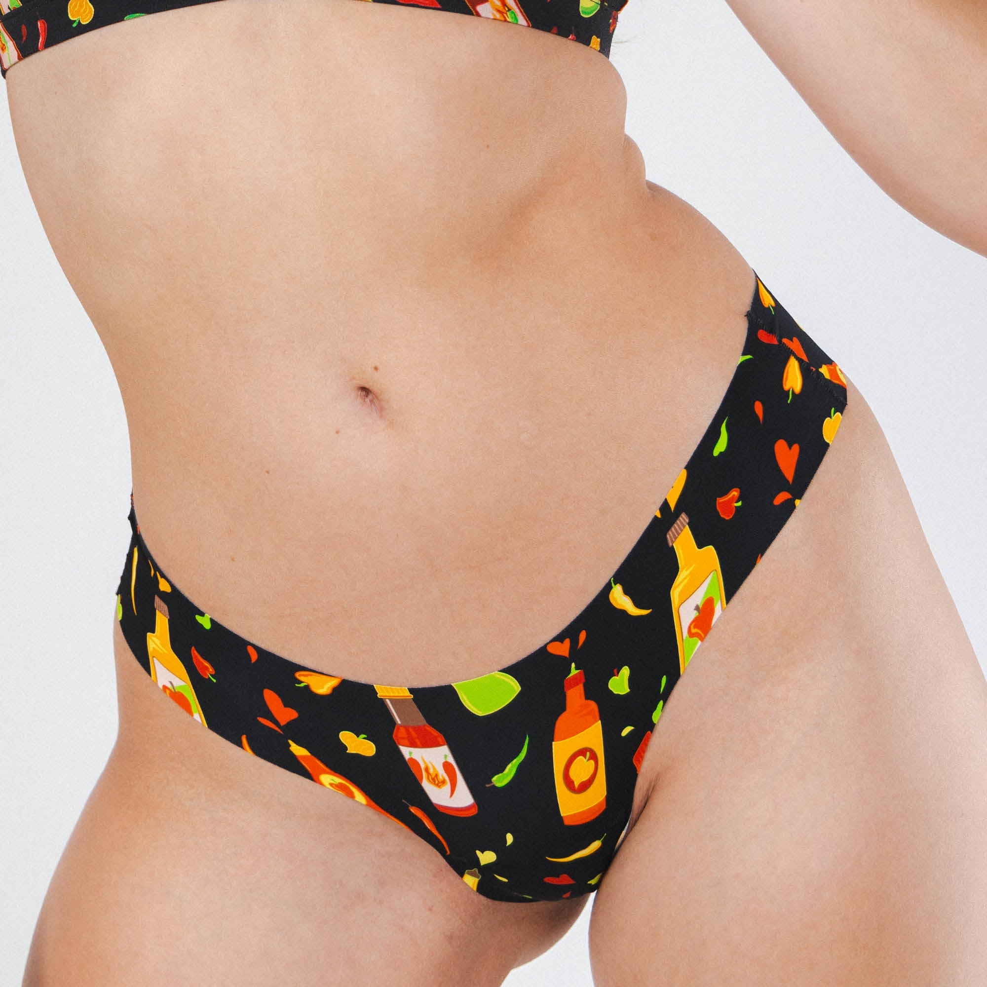 Shinesty The Gotcha Sriracha hot sauce seamless thong – funny food novelty underwear