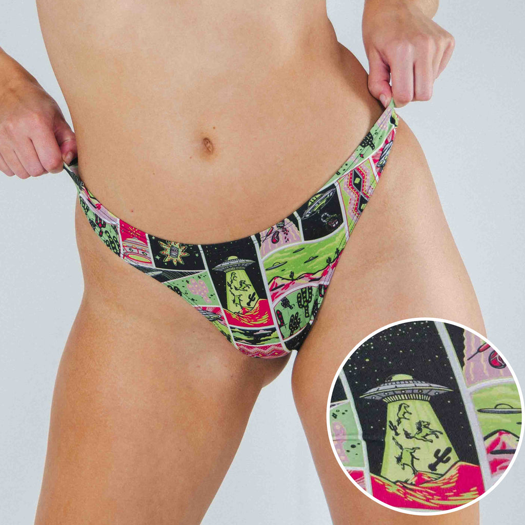 Shinesty The Area 51 retro alien MicroModal thong – funny retro alien novelty underwear