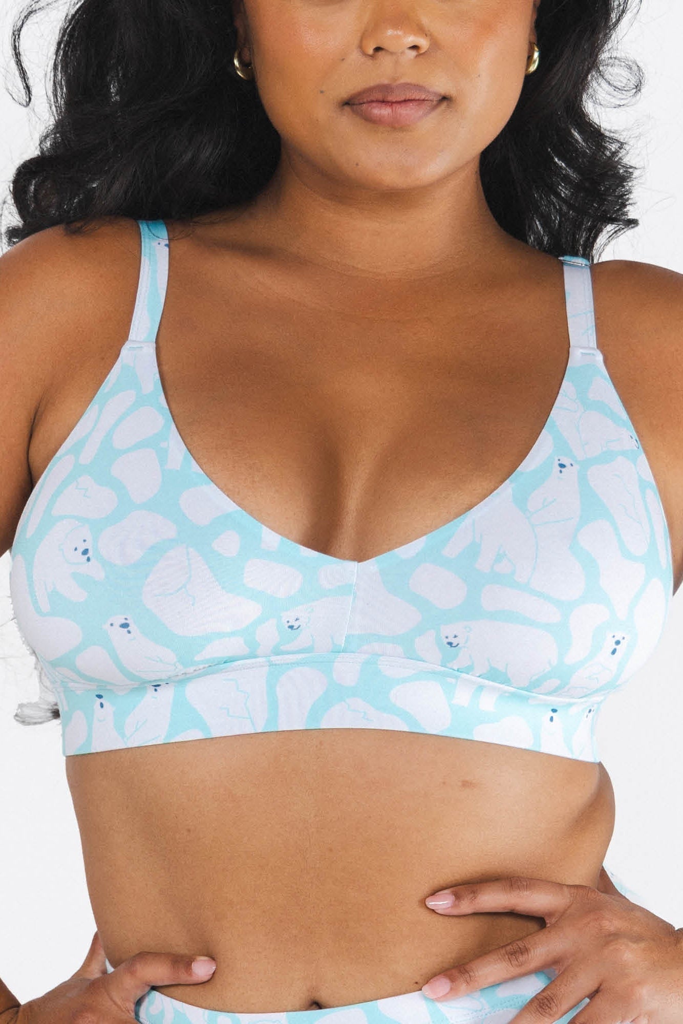 Shinesty The Polar Polka polar bear Boob Hammock plunge bralette – funny bear novelty