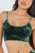 Shinesty The Extravagance dark green velvet bralette – luxe novelty bralette