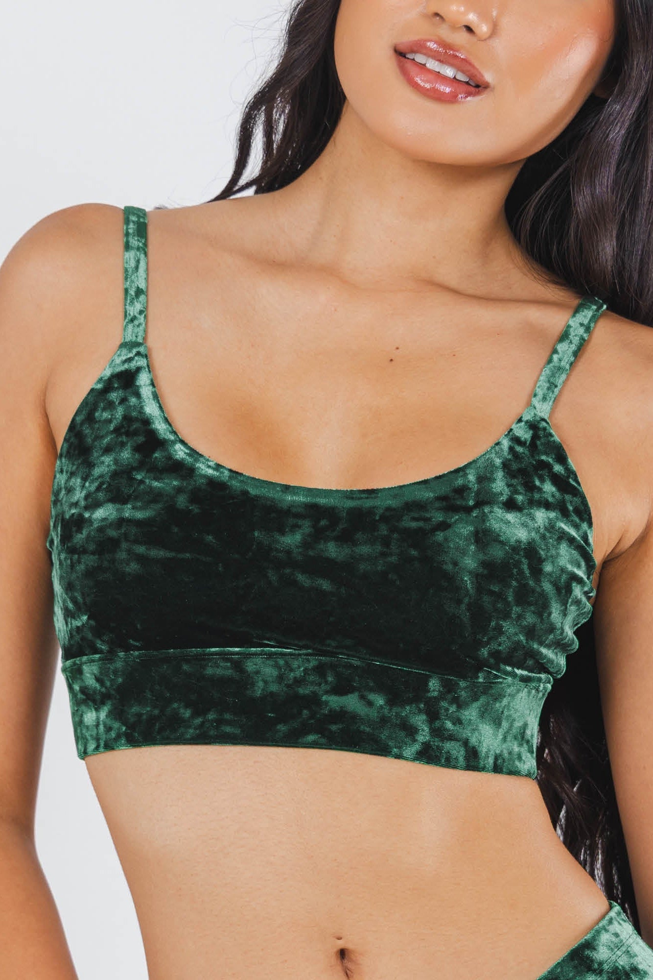 Shinesty The Extravagance dark green velvet bralette – luxe novelty bralette