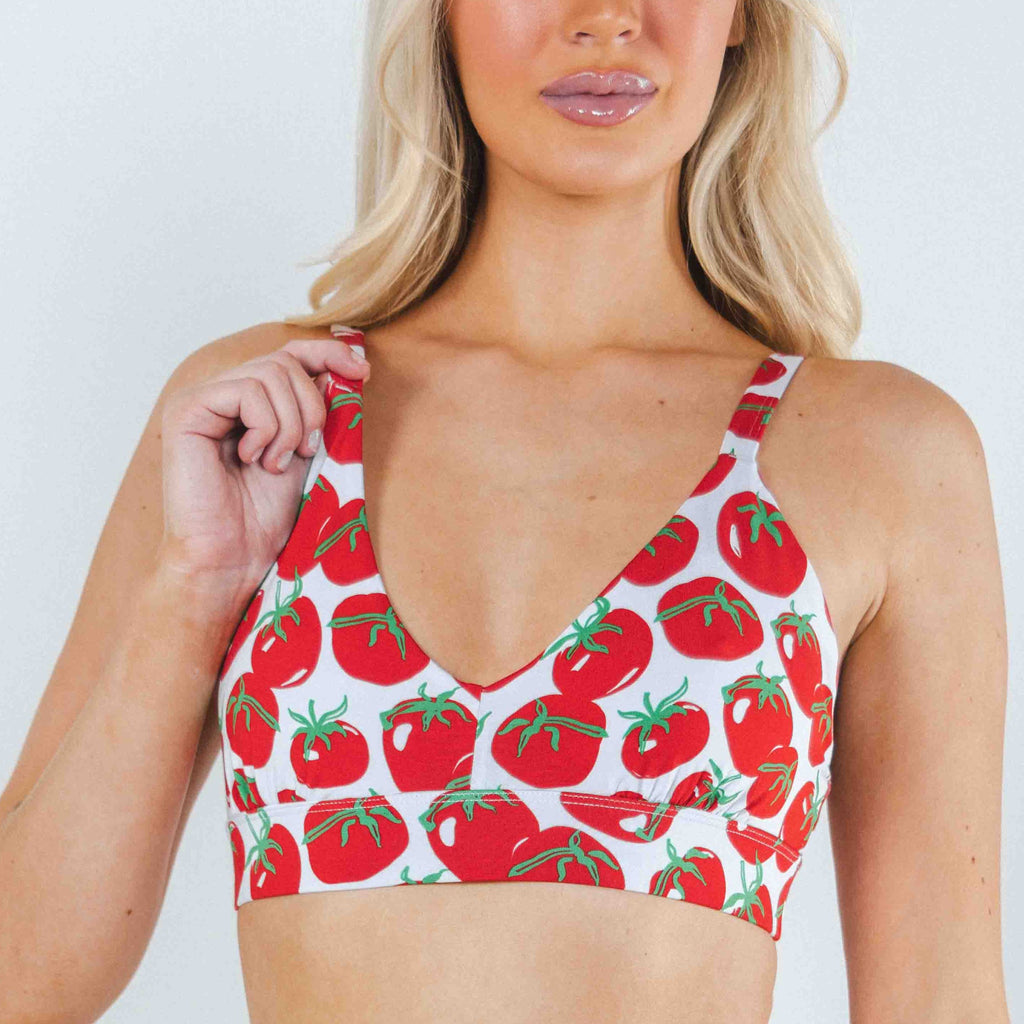 Shinesty The Roma tomato Boob Hammock plunge bralette – funny garden tomato novelty bralette