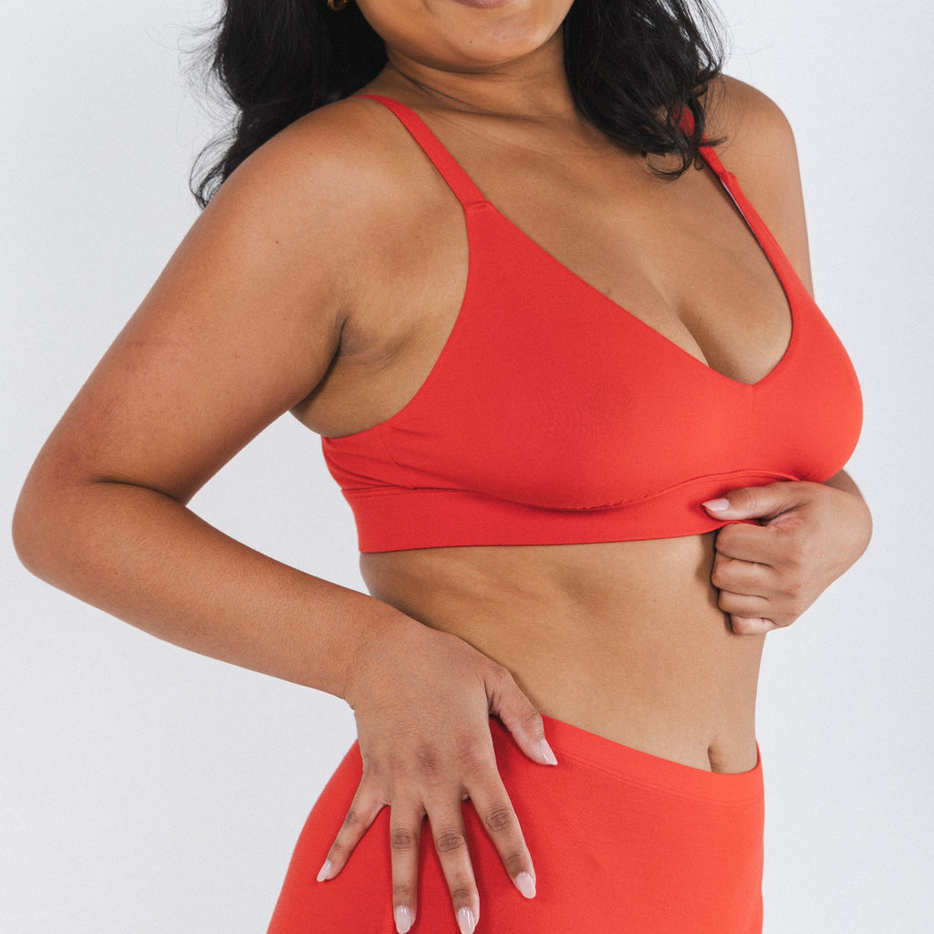 Shinesty The Maraschino flame scarlet red Boob Hammock plunge bralette – bold red bralette