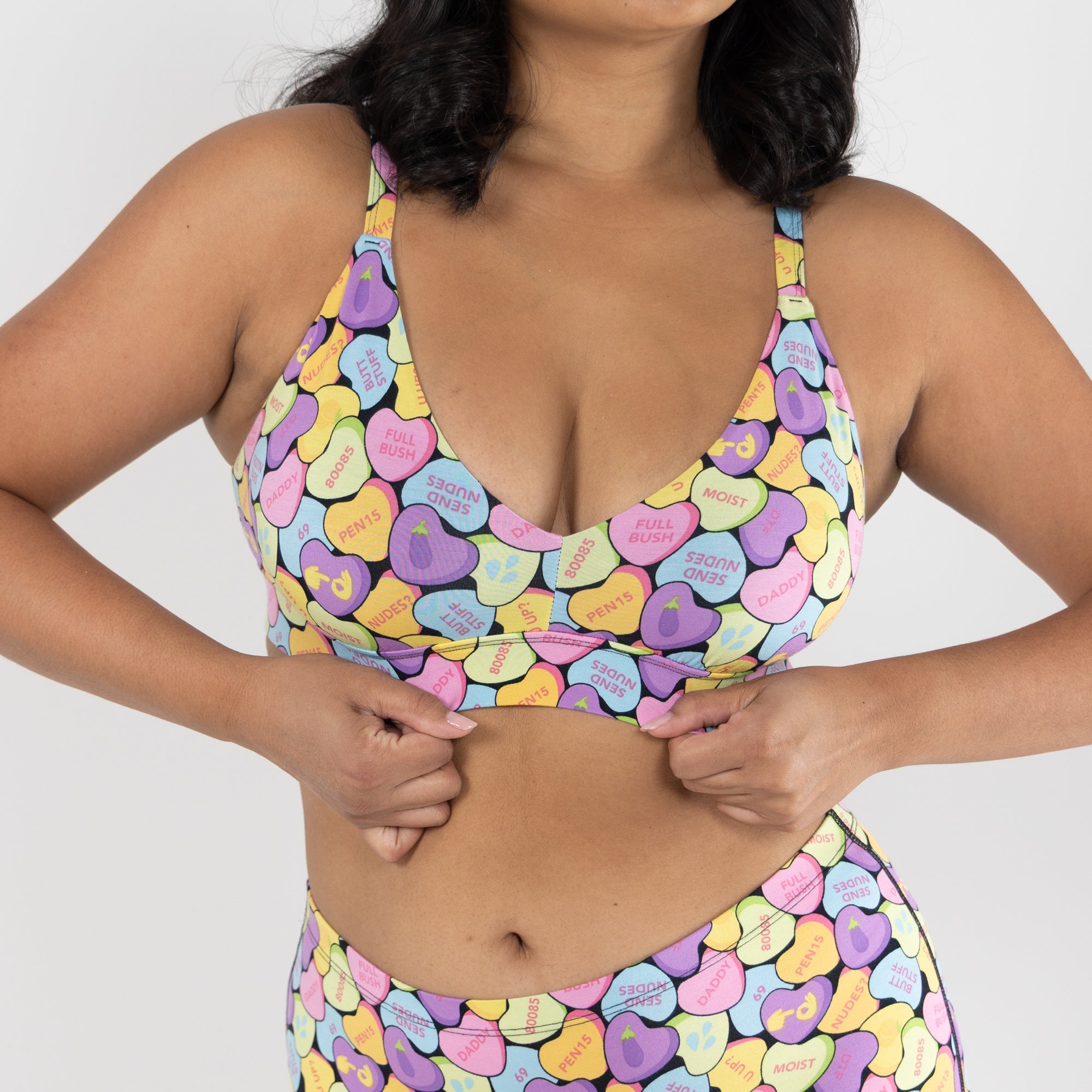 Shinesty The Candy Crush candy hearts Boob Hammock plunge bralette – Valentine's novelty