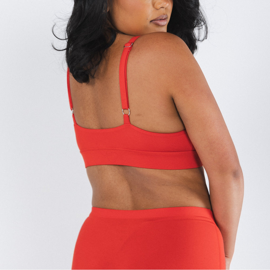 Shinesty The Maraschino flame scarlet red Boob Hammock plunge bralette – bold red bralette