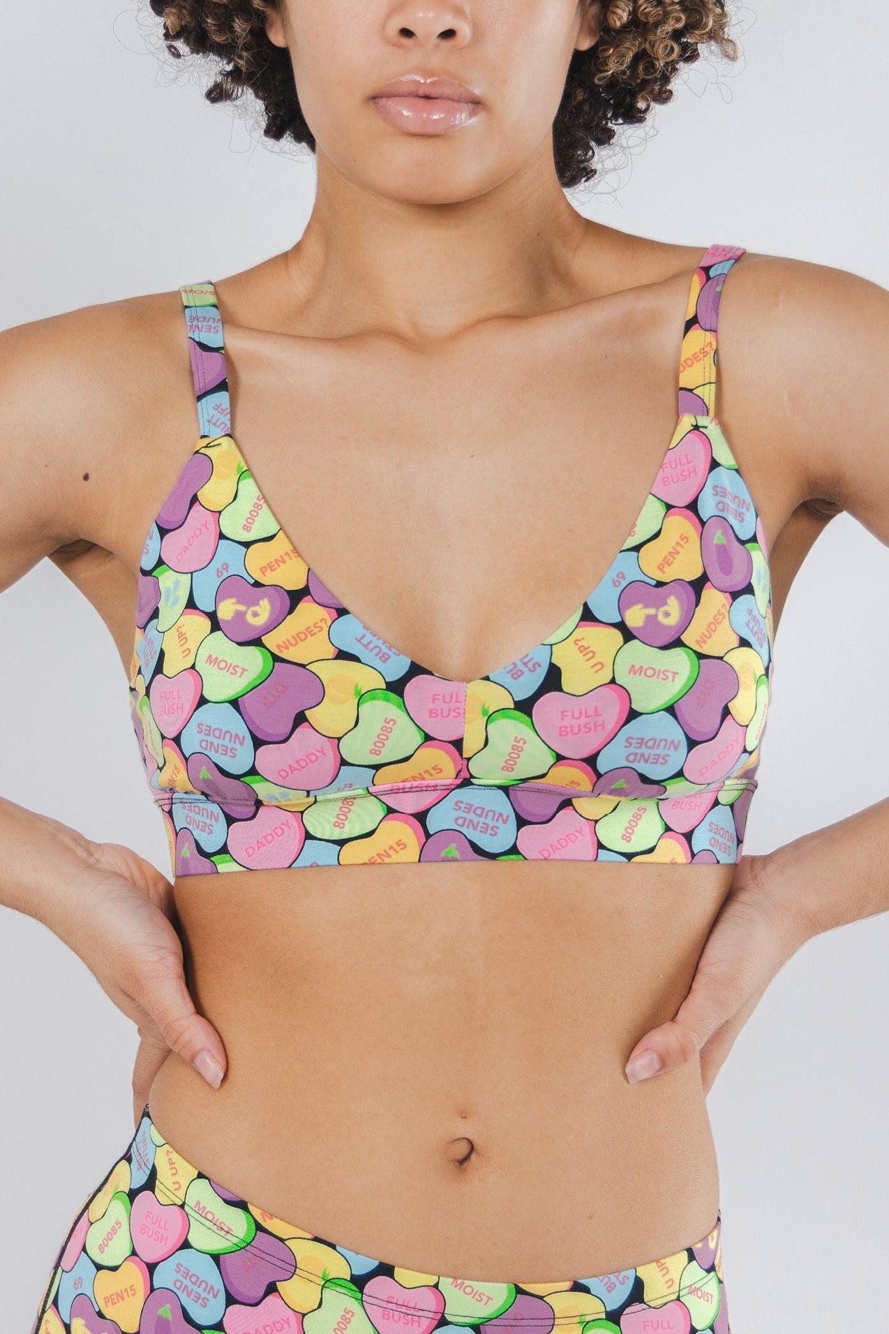 Shinesty The Candy Crush candy hearts Boob Hammock plunge bralette – Valentine's novelty