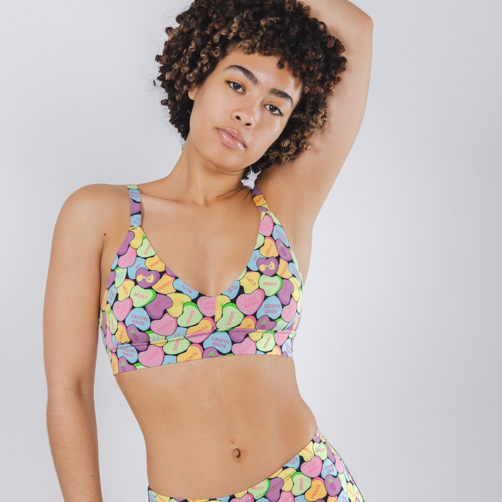 Shinesty The Candy Crush candy hearts Boob Hammock plunge bralette – Valentine's novelty