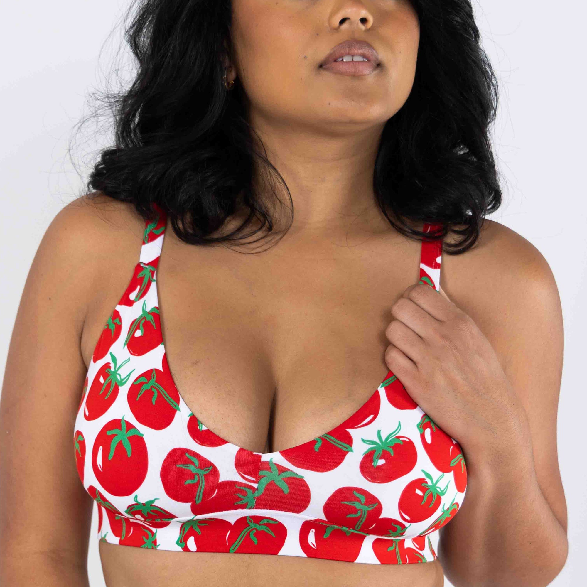 Shinesty The Roma tomato Boob Hammock plunge bralette – funny garden tomato novelty bralette