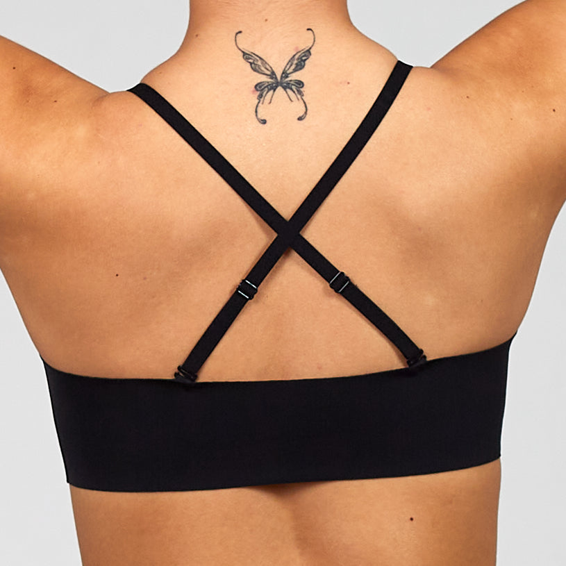 The Only Bra Only Adjustable Bra worn on model, alternate front view on a white background.