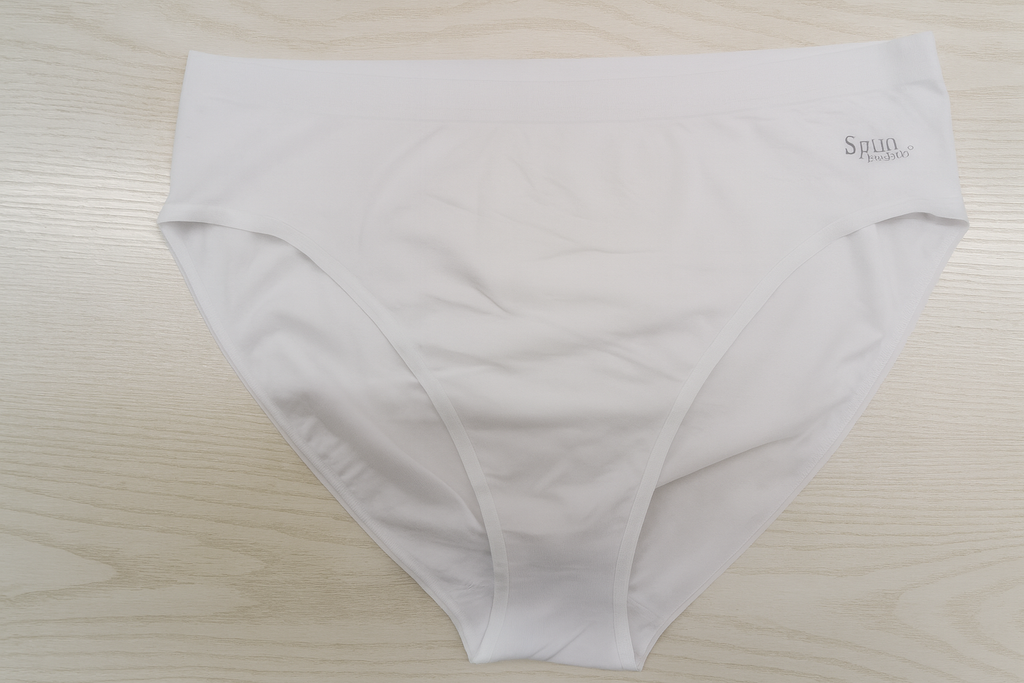 Spun Bamboo PantyBoo Women's High Leg Brief in White, flat lay on a white background.