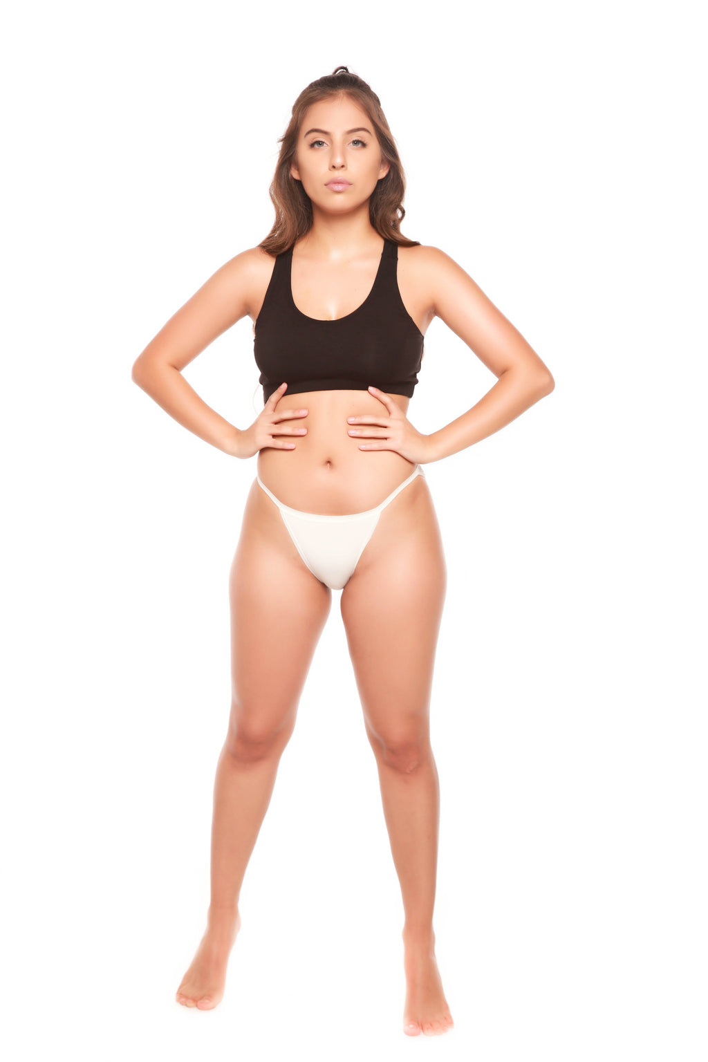 Spun Bamboo PantyBoo Women's Bikini Underwear in Black, front view on a white background.