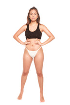 Spun Bamboo PantyBoo Women's Bikini Underwear in Black, front view on a white background.