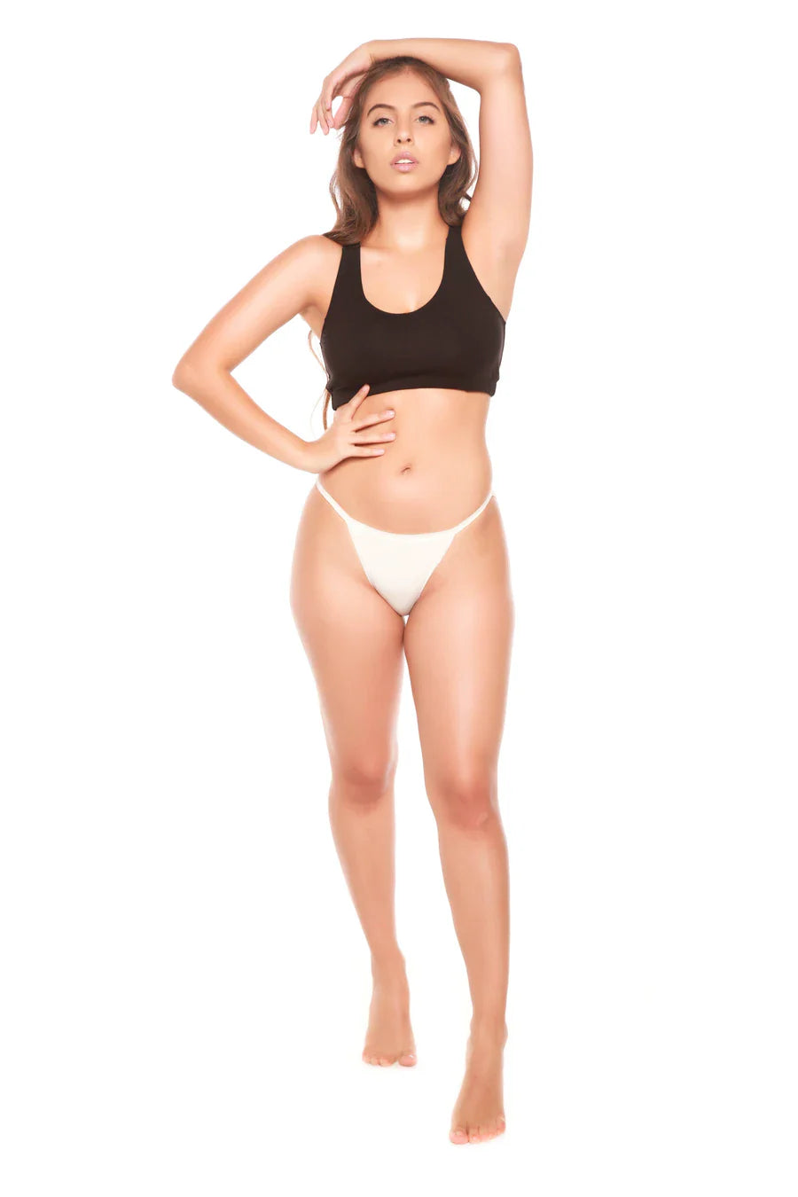 Spun Bamboo PantyBoo Women's Bikini Underwear 3-Pack in Natural, product detail on a white background.