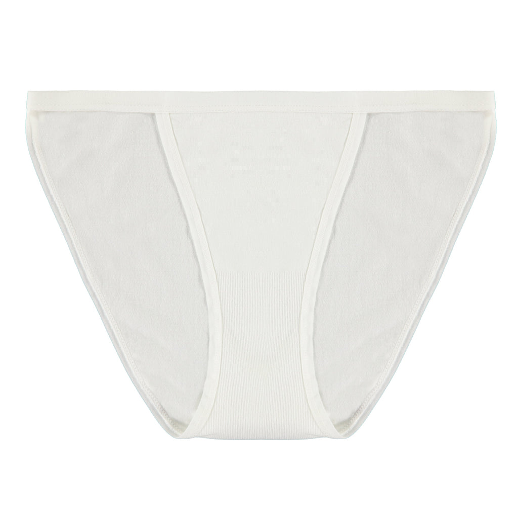 Spun Bamboo PantyBoo Women's Bikini Underwear in Natural, front view on a white background.