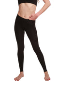 Spun Bamboo Women's Full-Length Leggings in Black, front view on a white background.