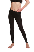 Spun Bamboo Women's Full-Length Leggings in Black, front view on a white background.
