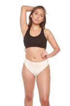 Spun Bamboo PantyBoo Women's High Leg Brief 3-Pack in Natural, product detail on a white background.