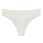 Spun Bamboo PantyBoo Women's Bamboo Thong in Natural, front view on a white background.